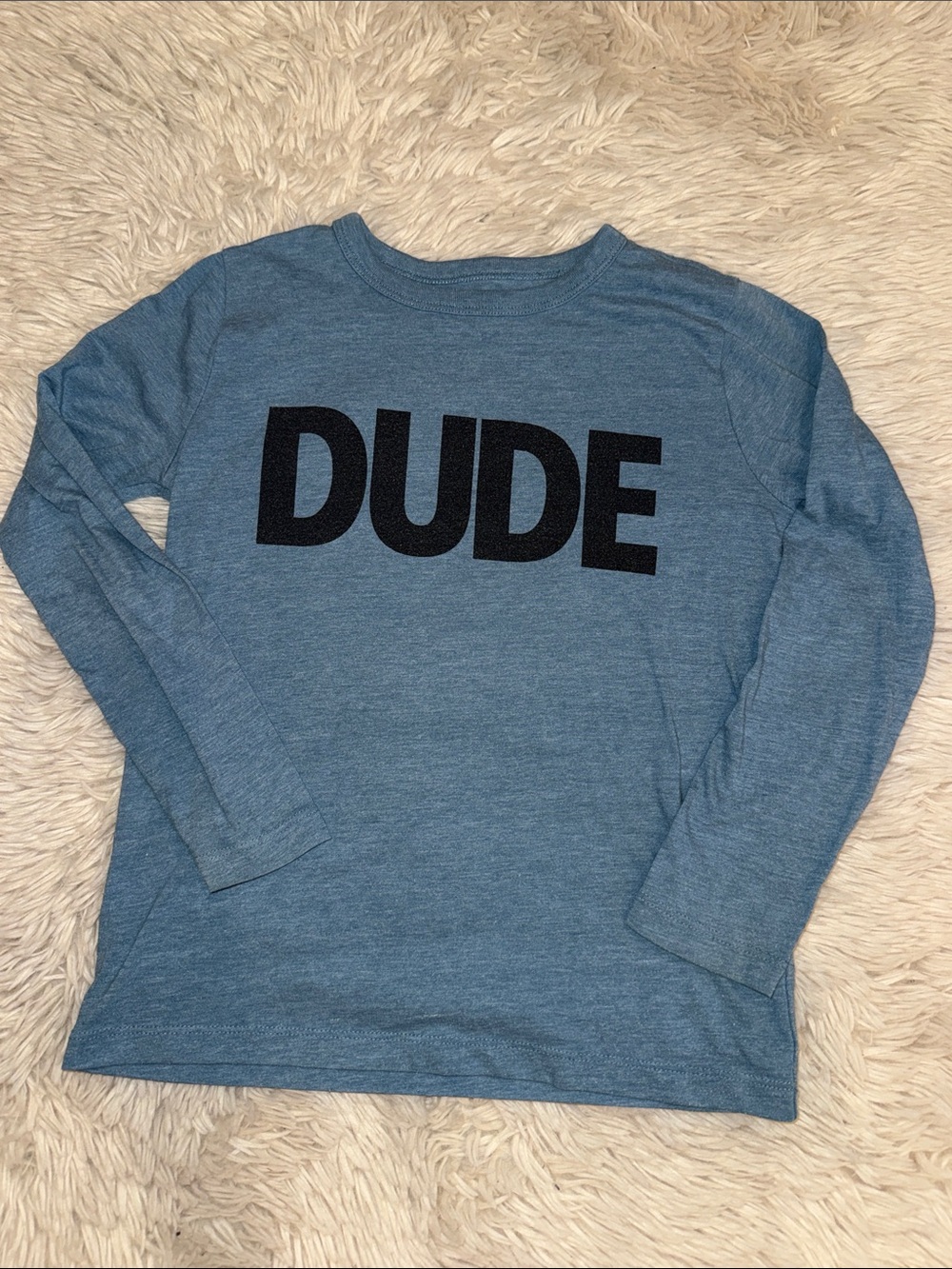 Crewcuts Blue 'DUDE' Graphic Long Sleeve Shirt 6/7 - Picture 1 of 4